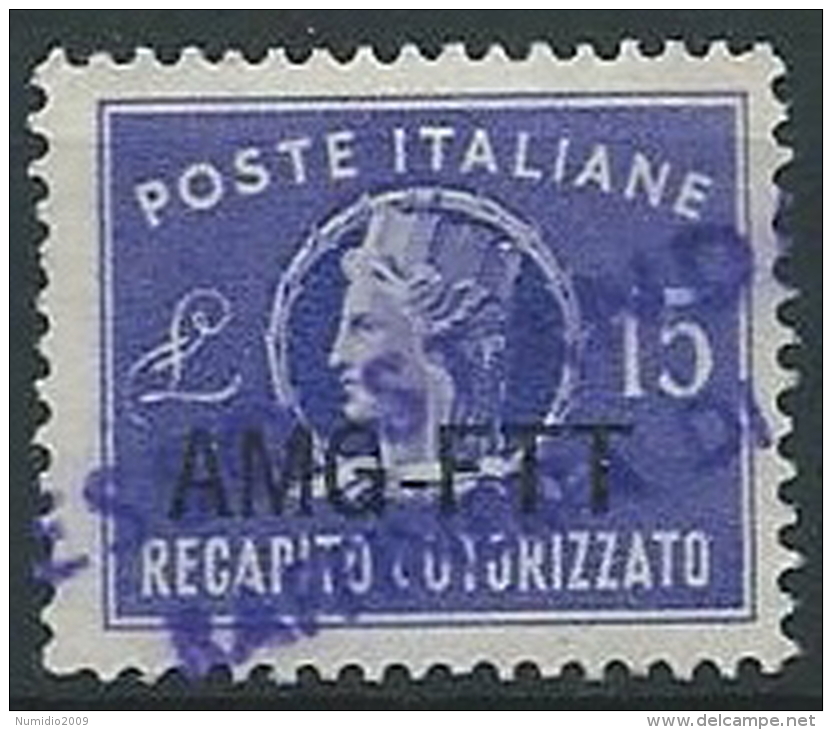 1949-52 TRIESTE A USATO RECAPITO AUTORIZZATO 15 LIRE - ED142-2 - Eilsendung (Eilpost)