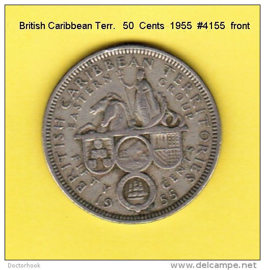 BRITISH CARIBBEAN TERRITORIES    50  CENTS  1955  (KM # 7) - Britse Caribische Gebieden