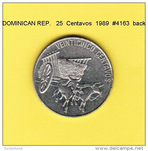 DOMINICAN REPUBLIC   25  CENTAVOS  1989  (KM # 71.1) - Dominicana