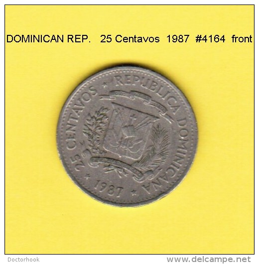 DOMINICAN REPUBLIC   25  CENTAVOS  1987  (KM # 61) - Dominicana