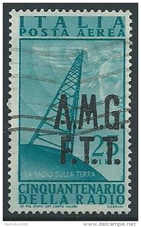 1947 TRIESTE A USATO POSTA AEREA RADIO 25 LIRE - ED145 - Poste Aérienne