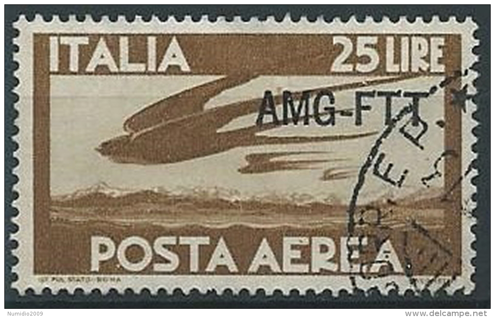 1949-52 TRIESTE A USATO POSTA AEREA DEMOCRATICA 25 LIRE - ED145 - Poste Aérienne