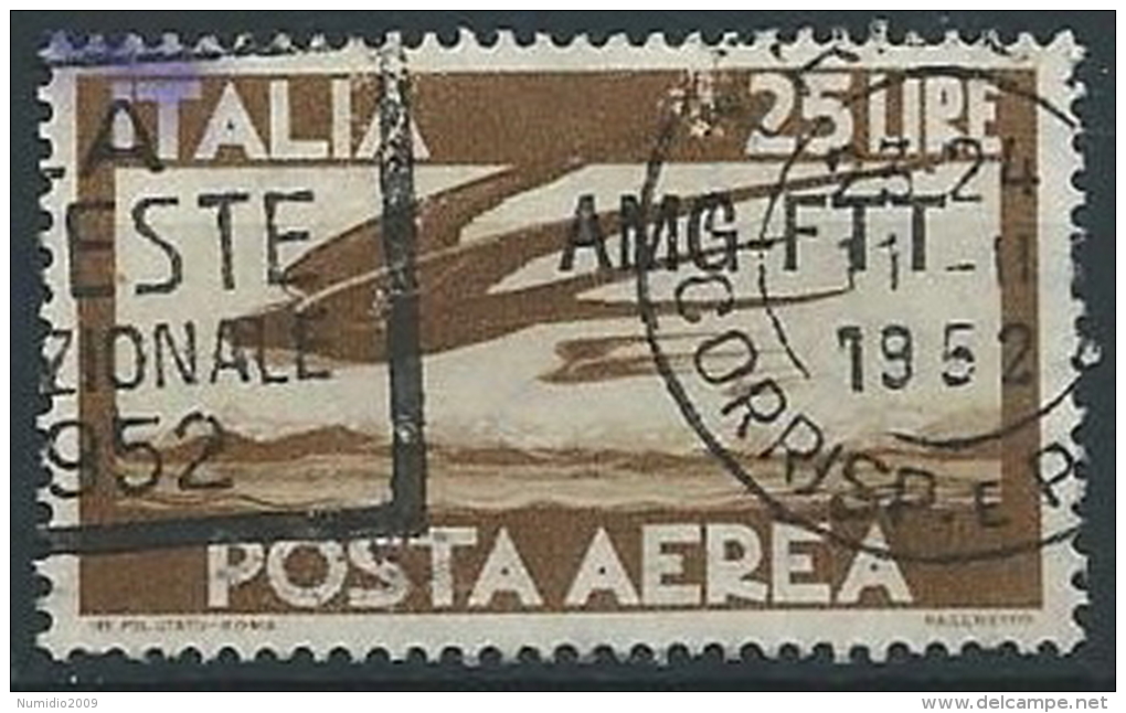 1949-52 TRIESTE A USATO POSTA AEREA DEMOCRATICA 25 LIRE - ED145-2 - Poste Aérienne