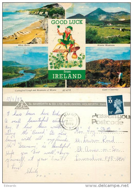 Good Luck From Ireland Postcard Used Posted To UK 1989 Gb Stamp - Other & Unclassified