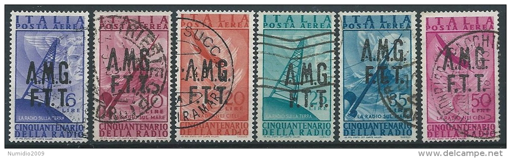 1947 TRIESTE A USATO POSTA AEREA RADIO 6 VALORI - ED146 - Poste Aérienne