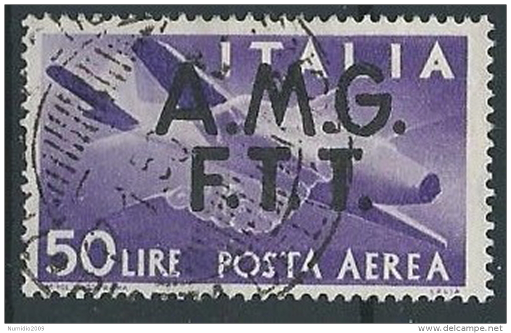 1947 TRIESTE A USATO POSTA AEREA DEMOCRATICA 50 LIRE - ED146 - Poste Aérienne