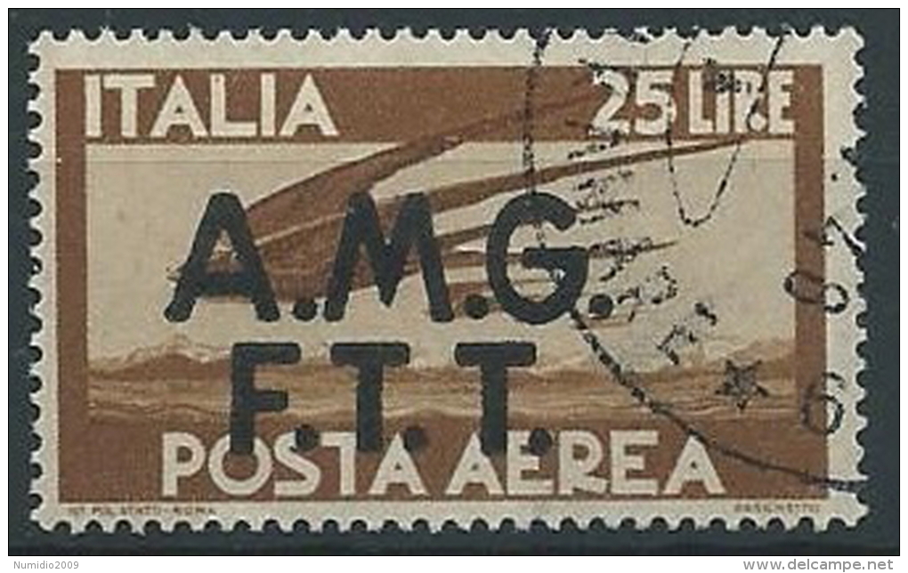 1947 TRIESTE A USATO POSTA AEREA DEMOCRATICA 25 LIRE - ED147 - Poste Aérienne