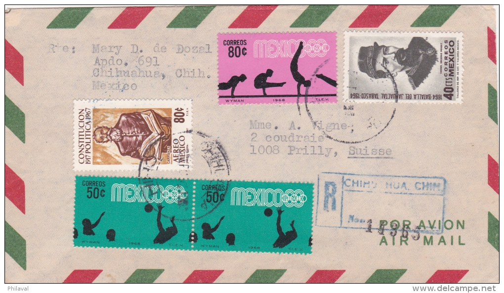 MEXIQUE : Lettre 17 X 9 Cms. - 1968 - à Destination De Prilly - Messico