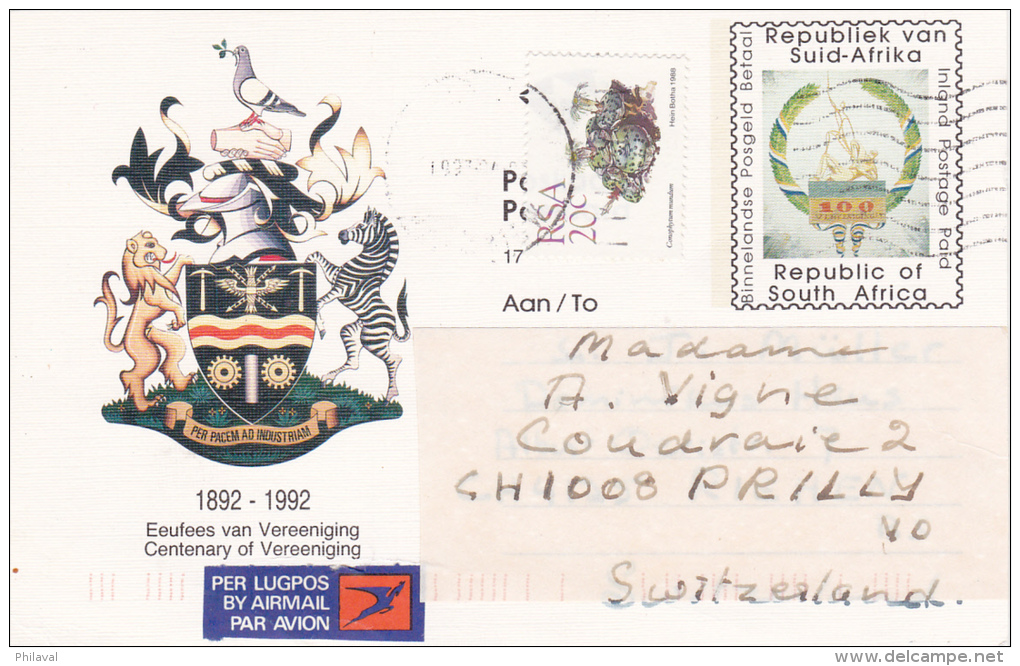 AFRIQUE DU SUD : Carte- Entier Postal " Centenary Of Vereenining - 1993 - Lettres & Documents