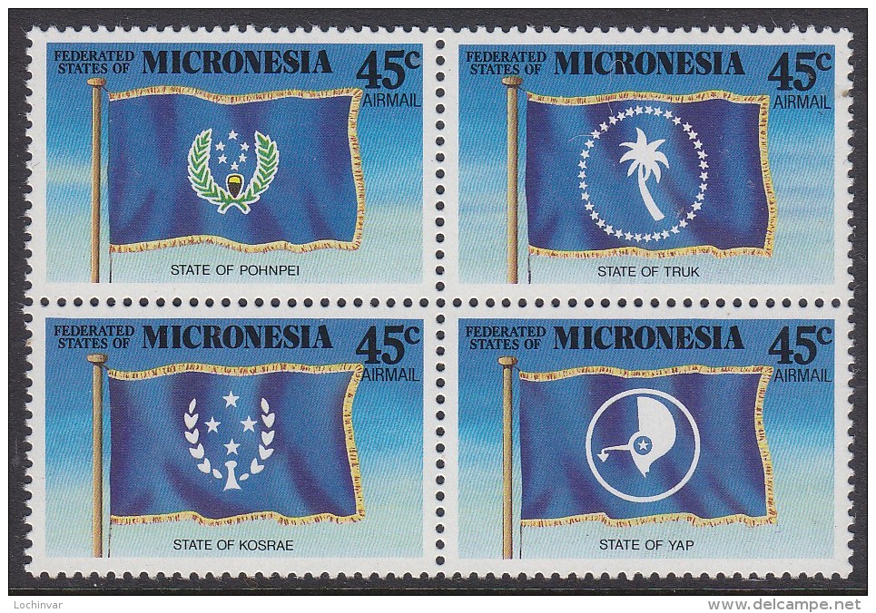 MICRONESIA, 1989 STATE FLAGS BLOCK 4 MNH - Micronesia