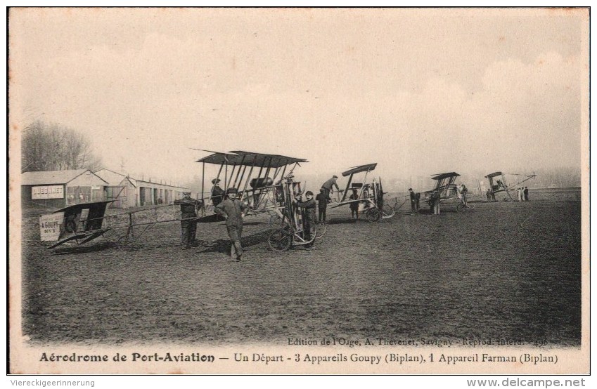 ! Aerodrome De Port Aviation, Doppeldecker A. Goupy, Farman, Flugzeuge, Flugplatz, Airport - Vliegvelden