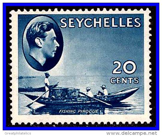 SEYCHELLES 1938 KGVI 20c FISHING CANOE SC#135//SG#140 MH HR CV£42 (DO565) - Seychellen (...-1976)