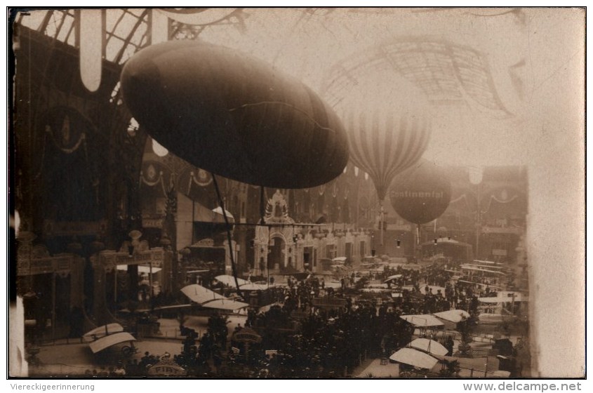 ! Rare Photo Cpa Exposition De Aviation, Flugzeuge, Ballons, Continental, Luftfahrtausstellung Paris, Echtfoto - Fesselballons