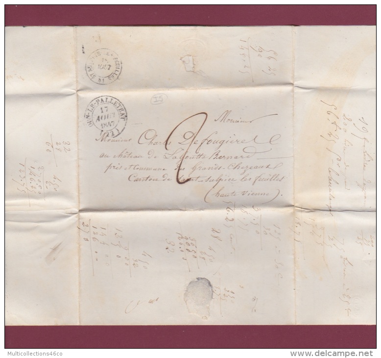 MARCOPHILIE - 020514 -  DUN-LE-PALLETEAU ( Creuse) - Cachet Type 14 - 1801-1848: Précurseurs XIX