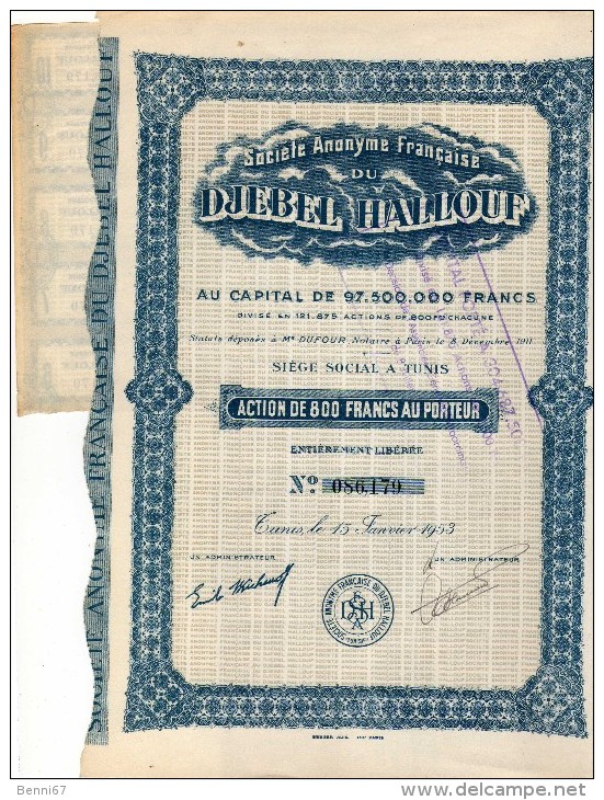 DJEBEL HALLOUF Action 800 Francs 25 Coupons - Afrique