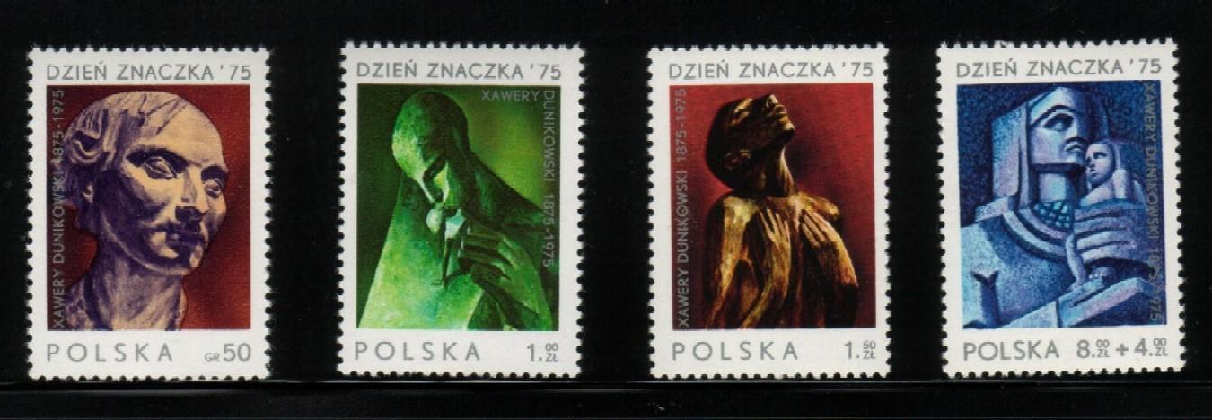 POLAND 1975 STAMP DAY - 100TH BIRTH ANNIV XAVIER DUNIKOWSKI NHM Art Artist Sculpture Auschwitz Nazi Death Camp Survivor - Neufs