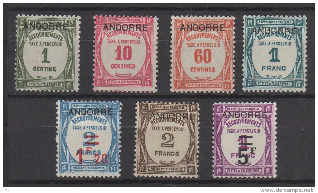 Andorre Taxe N° 9 / 15  Neufs Avec Charnière * - Unused Stamps