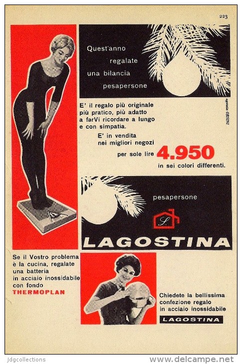 # LAGOSTINA PENTOLE E CASALINGHI 1950s Advert Pubblicità Publicitè Reklame Pot Pots Ollas Topfe Household Casa Menage - Manifesti