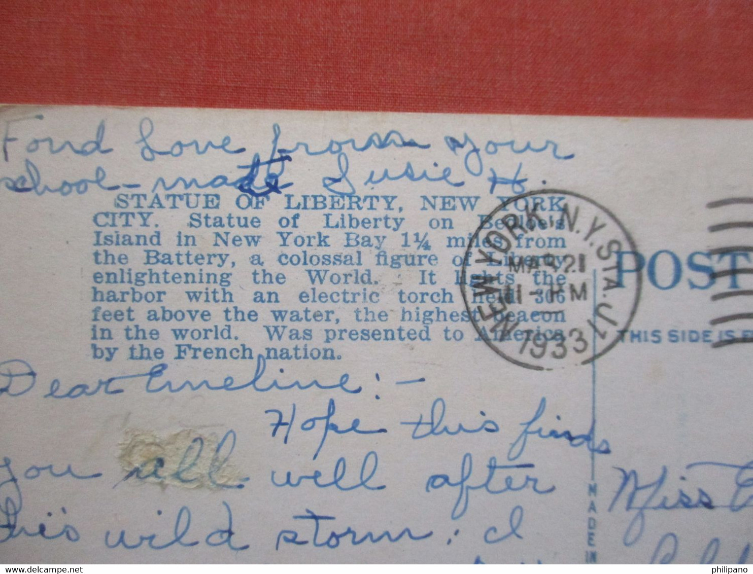 - New York > New York City > Airplane Flying By  Statue Of Liberty   1933 Cancel  -- Ref 1309 - Estatua De La Libertad