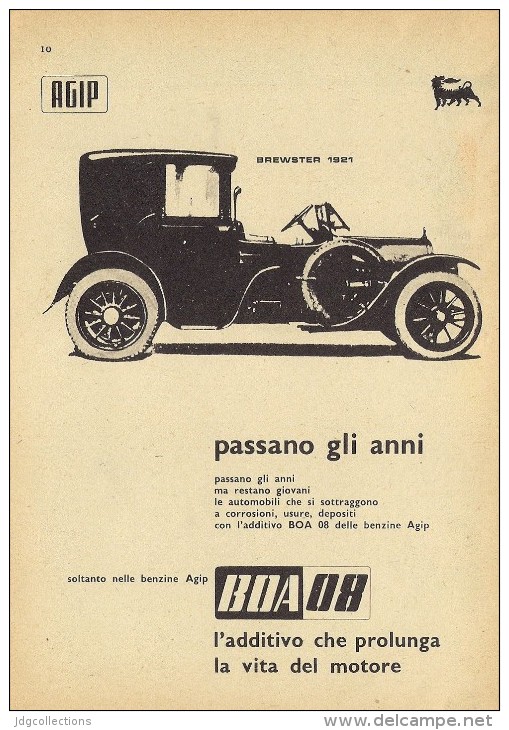 # AGIP FUEL ADDITIVE 1950s Car Petrol Italy Advert Pub Pubblicità Reklame Additivo Brewster 1921 - Altri & Non Classificati