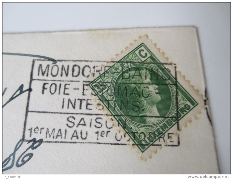 Luxembourg EF Nach Holland. Kastenstempel: Mondorf-Bains Foie-Estomac-Intestins. Saison 1er Mai Au 1er Octobre - Storia Postale