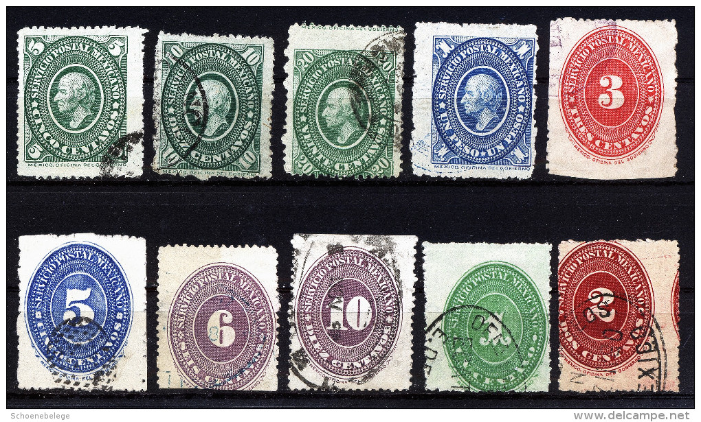 A2697) Mexico 10 Old Stamps - 10 Verschiedene Alte Marken - Messico