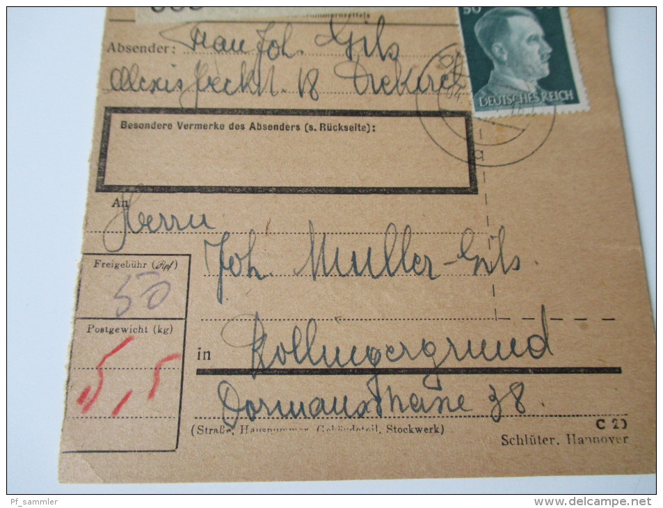 Luxemburg Diekirch Paketkarte. Deutsche Besetzung 1943 ? - 1940-1944 Deutsche Besatzung