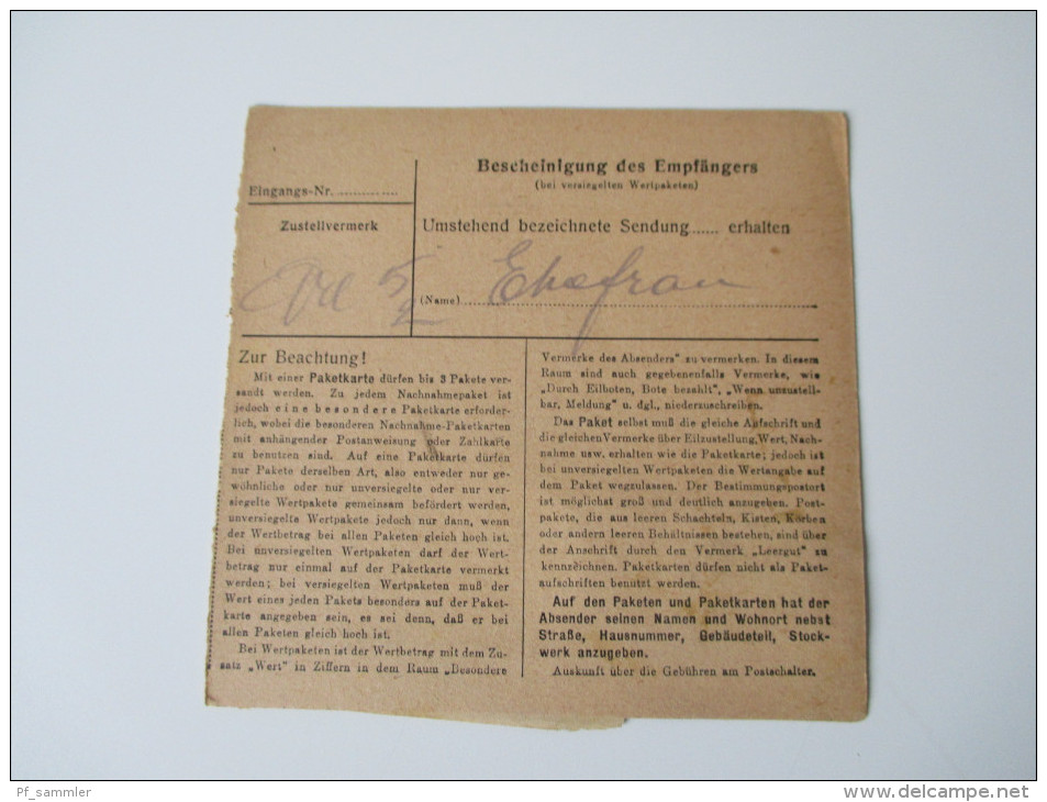 Luxemburg Diekirch Paketkarte. Deutsche Besetzung 1943 ? - 1940-1944 Deutsche Besatzung