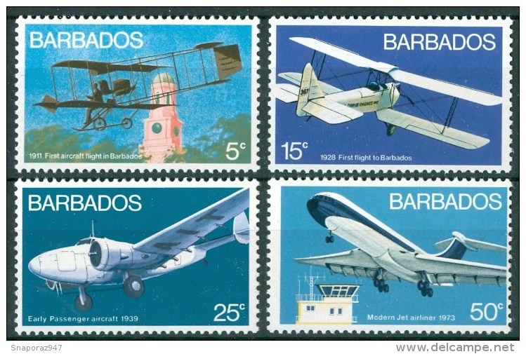 1973 Barbados Aerei Aicraft Avions Set MNH** -Tra22 - Barbades (1966-...)