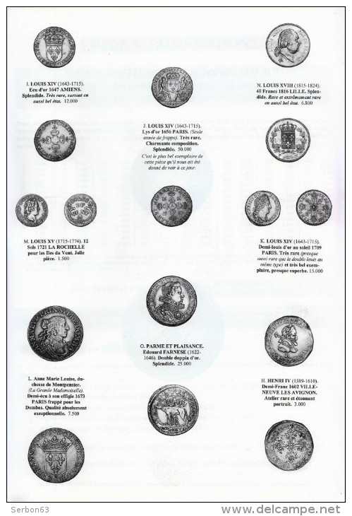 MONNAIES DE COLLECTION ANCIENNES LUXUEUX CATALOGUE 28 DECEMBRE 1999 NUMISMATIQUE POINDESSAULT VEDRINES VENTE SUR OFFRES - Français