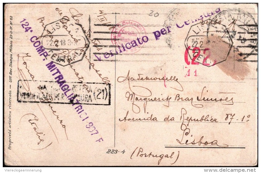 ! 1918 Künstlerkarte Sign. Mauzan, Amor Hat Es Schwer,  Italien - Portugal, Zensurstempel, Censor Mark, Censure, Censura - Mauzan, L.A.