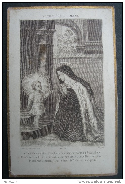 CARTE PIEUSE Canivet Gravure Année 1917 SAINTE THERESE DE JESUS / SANTINO S. TERESA DI GESU / HOLY CARD - Images Religieuses