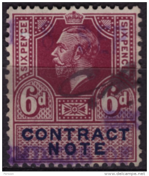 George V / Contract Note 6d - Revenue / Tax Stamp - Revenue Stamps