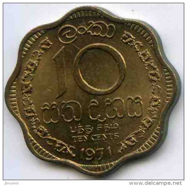 Sri Lanka Ceylon 10 Cents 1971 KM 130 - Sri Lanka