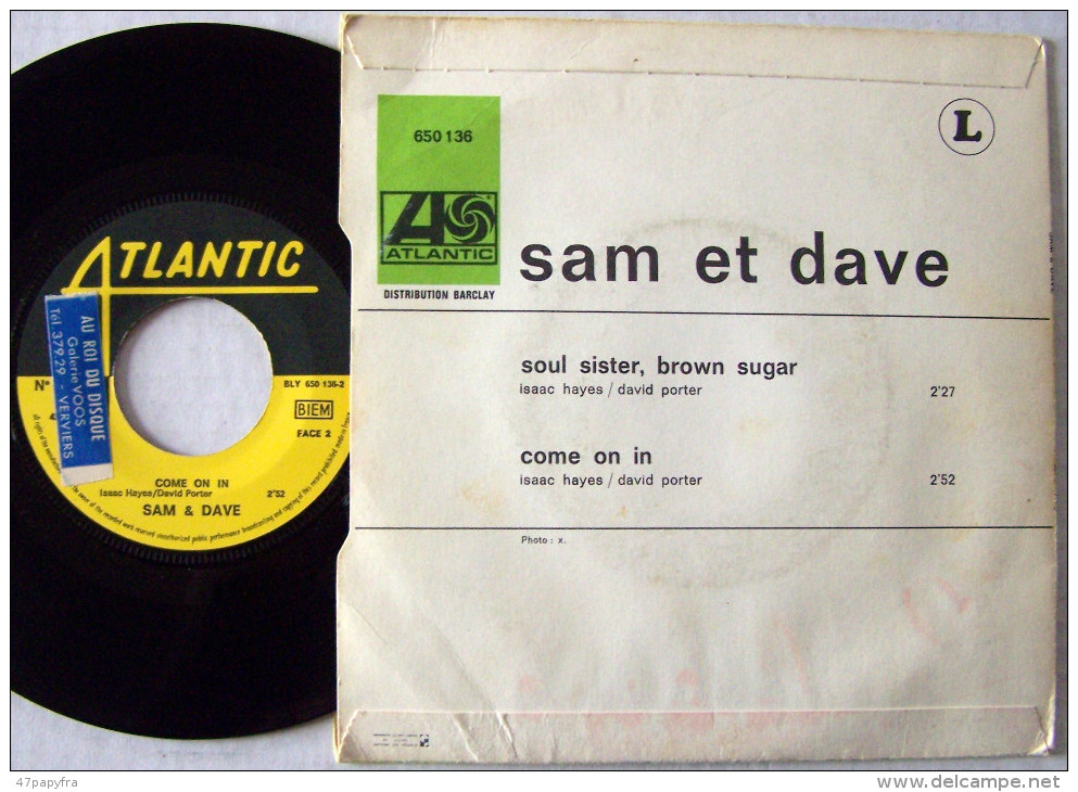 Sam & Dave 45T SP Formidable Rhytm And Blues Soul Sister Brown Sugar EX / M - Blues