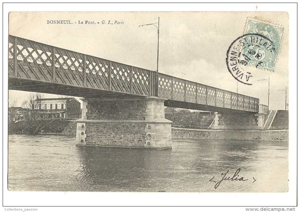 Cp, 94, Bonneuil, Le Pont, Voyagée - Bonneuil Sur Marne
