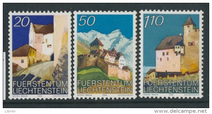 BL3-330 LIECHTENSTEIN 1986 YV 837-839 CHATEAU DE VADUZ, CASTLE, SCHLOSS, KASTEEL. MNH, POSTFRIS, NEUF**. - Nuevos