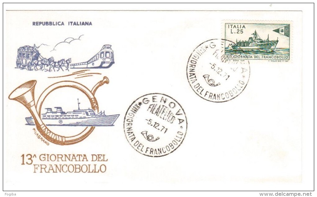 ITALIA  1971 - FDC GIORNATA DEL FRANCOBOLLO FILAGRANO PRIMO GIORNO DI EMISSIONE - FDC