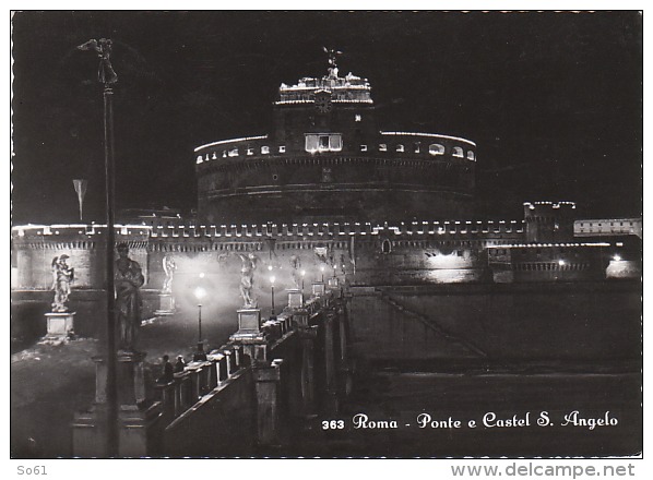 3174.   Roma - Ponte E Castel Sant'Angelo - Bridge - Notturno - Night - 1955 - Castel Sant'Angelo