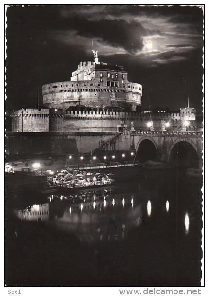 3175.   Roma - Ponte E Castel Sant'Angelo - Bridge - Notturno - Night - 1956 - Castel Sant'Angelo