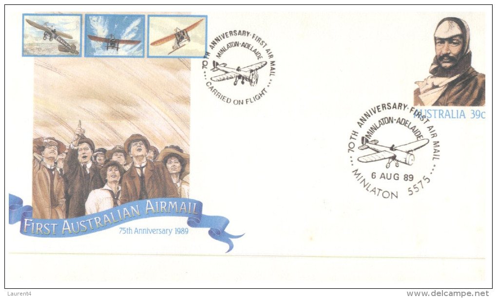 (PH 737) Australia Aviation Related FDC Covers - Adelaide Minleton First Air Mail 70th Anniversary X 2 Covers - First Flight Covers