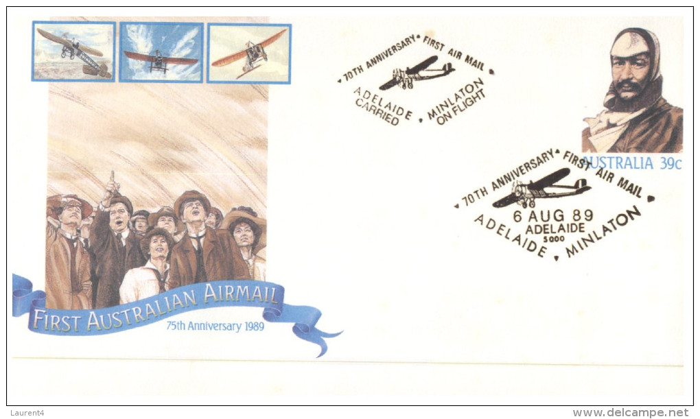 (PH 737) Australia Aviation Related FDC Covers - Adelaide Minleton First Air Mail 70th Anniversary X 2 Covers - Primi Voli