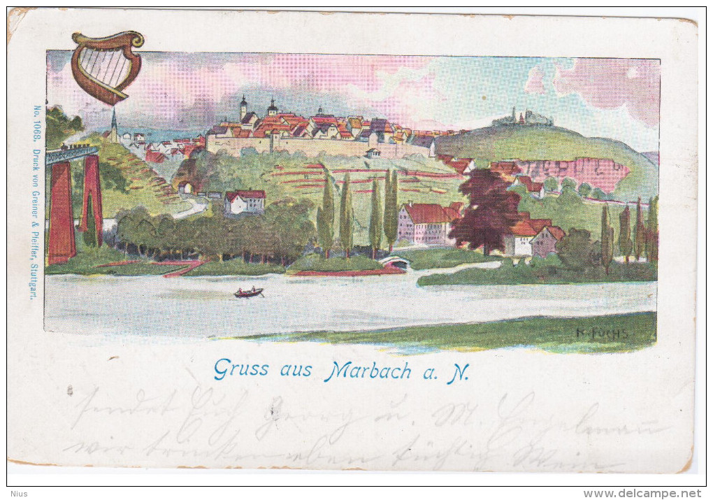 Germany Deutschland ,Lithographie Marbach A.N. 1900 - Marbach