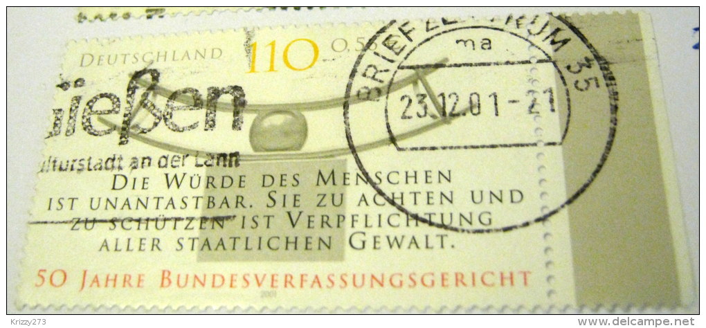 Germany 2001 The 50th Anniversary Of The Federal Constitutional Court 110pf - Used - Gebraucht