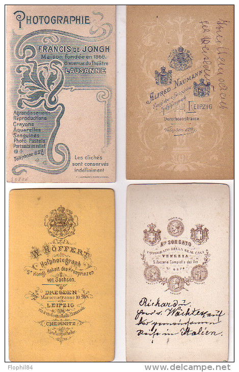 LOT DE 4 PHOTOGRAPHIES DE DIVERS PHOTOGRAPHES D'EUROPE: FRANCIS DE JONGH LAUSANNE, ALFRED NAUMANN LIEPZIG, A. SORCATO - Personnes Anonymes