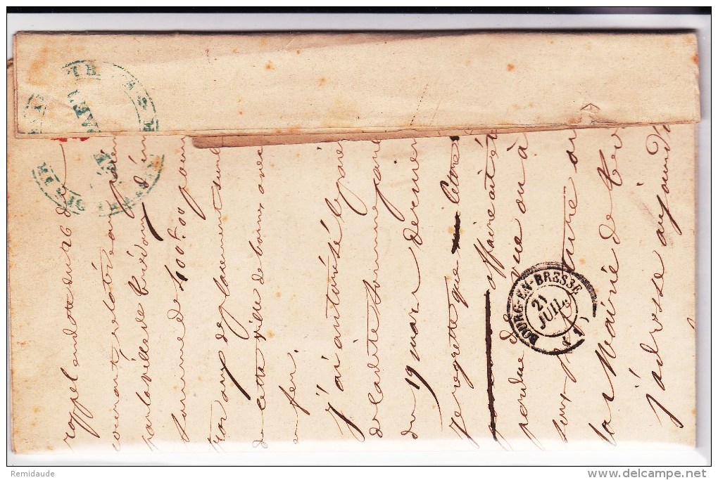 1850 - LETTRE En FRANCHISE Du MINISTERE Des TRAVAUX PUBLICS à PARIS Pour Le PREFET De L'AIN à BOURG - CANAL De VAUX - Lettres Civiles En Franchise