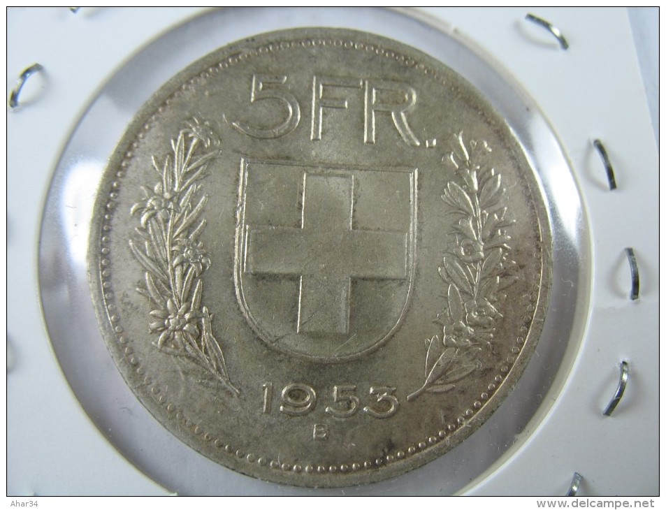 SWITZERLAND SWISS 5  FRANCS   SILVER 1953  B   LOT 18  NUM  27 - Autres & Non Classés