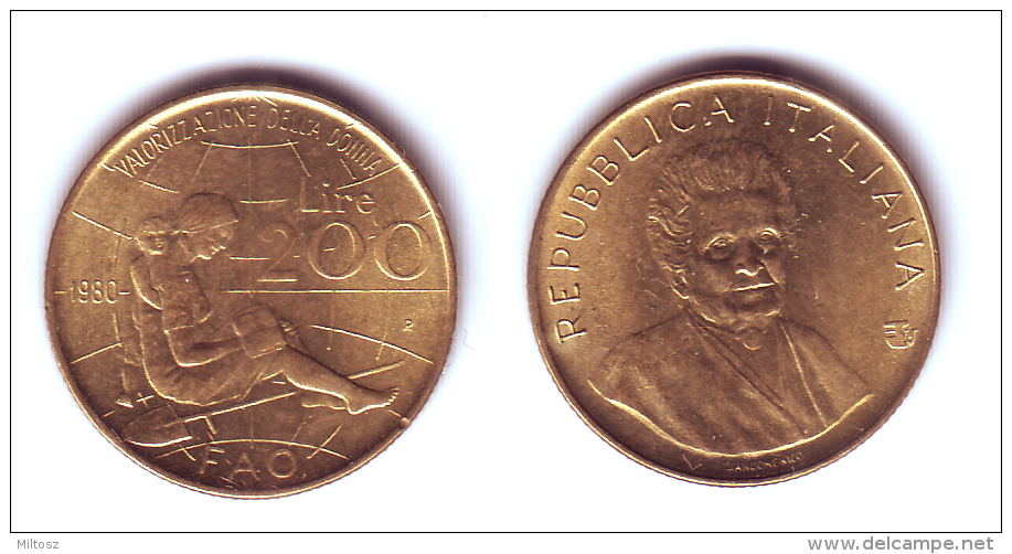 Italy 200 Lire 1980 F.A.O. International Women´s Year - Herdenking
