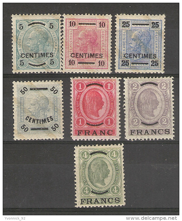 Crête - Timbres Autriche- Surchargé Franc Série1/7 - Oblitérés