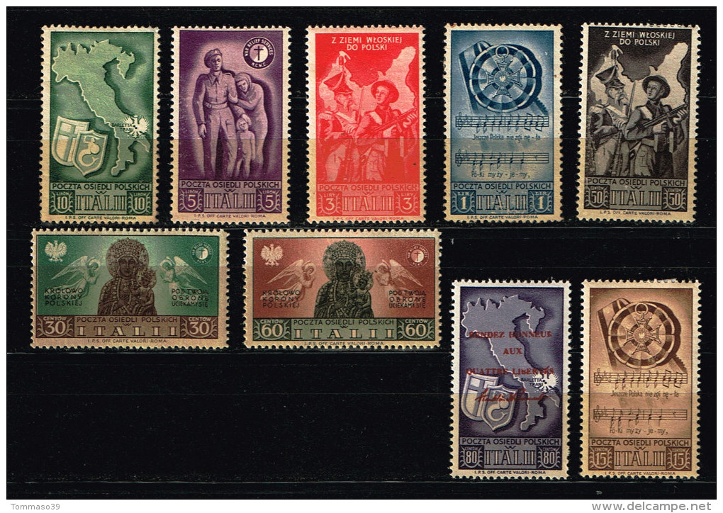 ITALIA -  1946  -  Corpo Polacco    Sass. 18-26   Nuovi (*) - Ortsausgaben/Autonome A.